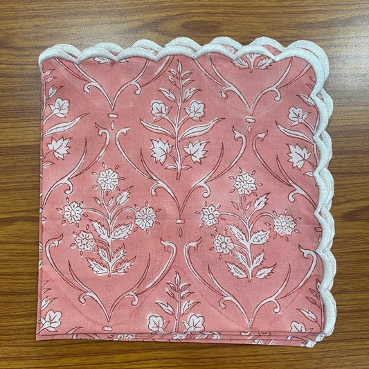 Sweet Pink Scallop Embroidery Napkins