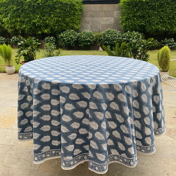 Stone Blue Round Tablecloth