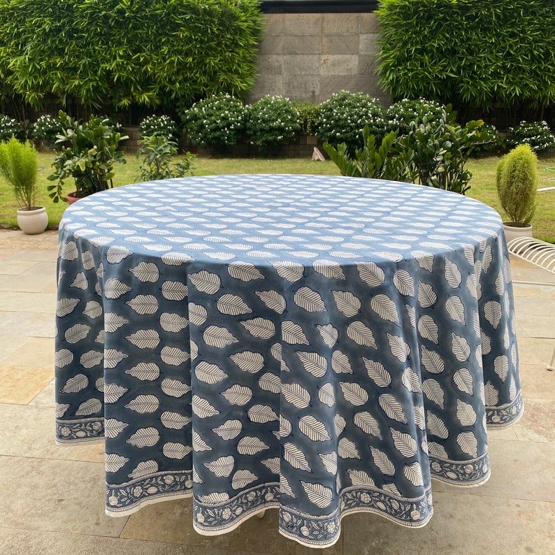 Stone Blue Round Tablecloth