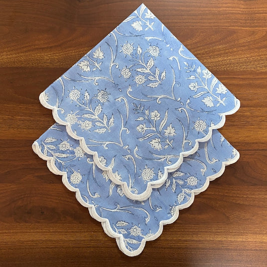 Cornflower Blue Scallop Embroidery Napkins