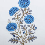 Dodger Blue Indian Floral Hand Block Printed Cotton Border Napkins, Size 20x20"