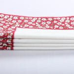 Falun Red Indian Floral Hand Block Printed Border Napkins, Size 20x20"
