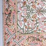 Sassy and Salmon Pink Indian Floral Hand Block Printed Size 20x20" Cotton Border Napkins