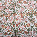 Sassy and Salmon Pink Indian Floral Hand Block Printed Size 20x20" Cotton Border Napkins