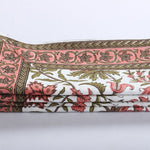 New York Pink Indian Floral Hand Block Printed Cotton Border Napkins, Size 20x20"