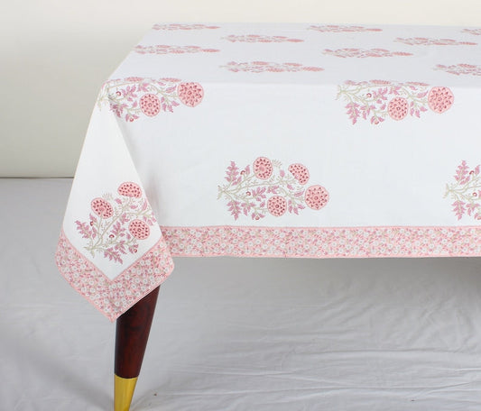 Salmon Pink Big Flower Tablecloth
