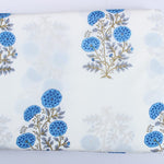 Dodger Blue Hand-Block Printed Cotton Cloth