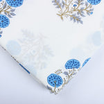 Dodger Blue Hand-Block Printed Cotton Cloth
