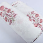 Salmon Pink Big Buta Hand- Block Printed Cotton Cloth
