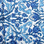 Dark Royal Blue Indian Floral Hand Block Printed Cotton Border Napkins, Size 20x20"