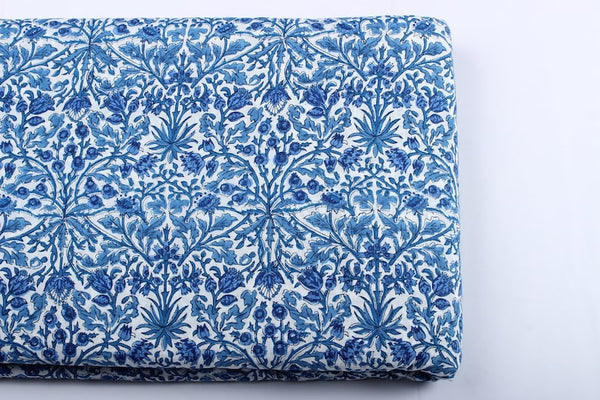 Dark Royal Blue Hand-Block Printed Cotton Cloth