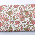 New York Pink Hand-Block Printed Cotton Cloth