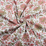 New York Pink Hand-Block Printed Cotton Cloth