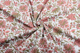 New York Pink Hand-Block Printed Cotton Cloth
