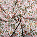 Sassy and Salmon Pink Hand-Block Printed Cotton Cloth