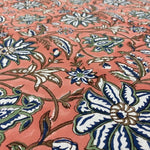 FABRICSG Tree Skirt, Indian Floral Hand Block Printed Piping Scallops Cotton Cloth Christmas Tree Skirt, Farmhouse Home Christmas Decor Holiday Decor