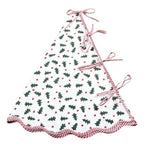 FABRICSG Indian Floral Hand Block Printed Piping Scallops Cotton Cloth Christmas Tree Skirt, Farmhouse Outdoor Home House Christmas Decor Unique, Gift for her, gifts