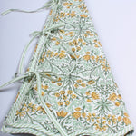 FABRICSG Indian Floral Hand Block Printed Piping Scallops Cotton Cloth Christmas Tree Skirt, Farmhouse Outdoor Home House Christmas Decor Unique, Gift for her, gifts