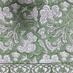 Sage Green Indian Floral Hand Block Printed Cotton Cloth Border Napkins Size 20x20"