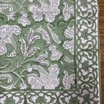 Sage Green Indian Floral Hand Block Printed Cotton Cloth Border Napkins Size 20x20"