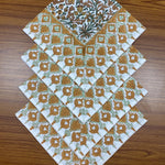 Goldenrod Yellow, Fern Green, Brown Indian Floral Hand Block Printed Cotton Cloth Border Napkins Size 20x20"