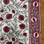 Sangria Red, Cerise Pink Indian Floral Hand Block Printed Cotton Napkins Size 20x20"