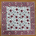 Sangria Red, Cerise Pink Indian Floral Hand Block Printed Cotton Napkins Size 20x20"