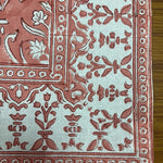 Sweet Pink Indian Floral Hand Block Printed Cotton Border Napkins Size 20x20"