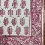 Taffy Pink Indian Floral Hand Block Printed Cotton Border Napkins Size 20x20"