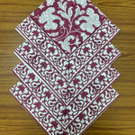 Deep Pruce Indian Floral Hand Block Printed Cotton Cloth Border Napkins Size 20x20"