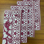 Deep Pruce Indian Floral Hand Block Printed Cotton Cloth Border Napkins Size 20x20"