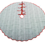 FABRICSG Indian Floral Hand Block Printed Piping Scallops Cotton Cloth Christmas Tree Skirt, Farmhouse Outdoor Home House Christmas Decor Unique, Gift for her, gifts