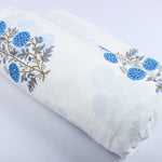 Dodger Blue Hand-Block Printed Cotton Cloth
