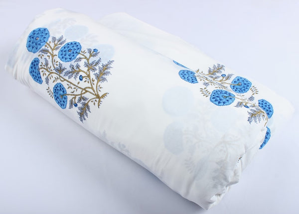 Dodger Blue Hand-Block Printed Cotton Cloth