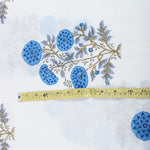 Dodger Blue Hand-Block Printed Cotton Cloth