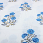 Dodger Blue Hand-Block Printed Cotton Cloth