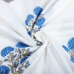 Dodger Blue Hand-Block Printed Cotton Cloth