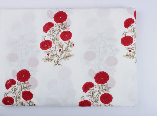 Falun Red Hand-Block Printed Cotton Cloth