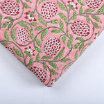 Strawberry Pink Hand-Block Printed Cotton Cloth