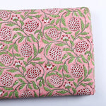 Strawberry Pink Hand-Block Printed Cotton Cloth