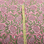 Strawberry Pink Hand-Block Printed Cotton Cloth