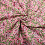Strawberry Pink Hand-Block Printed Cotton Cloth