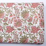 New York Pink Hand-Block Printed Cotton Cloth