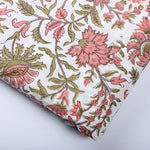 New York Pink Hand-Block Printed Cotton Cloth