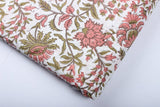 New York Pink Hand-Block Printed Cotton Cloth