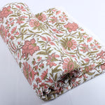 New York Pink Hand-Block Printed Cotton Cloth