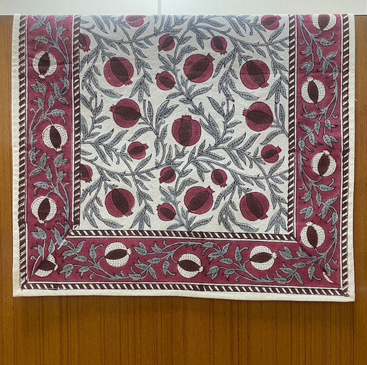 Sangria Red and Cerise Pink Pomegranate Print Table Runner