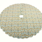 FABRICSG Indian Floral Hand Block Printed Piping Scallops Cotton Cloth Christmas Tree Skirt, Farmhouse Outdoor Home House Christmas Decor Unique, Gift for her, gifts