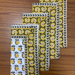 Vintage Yellow Drip Flower Indian Floral Hand Block Printed Cotton Cloth Napkins Size 20x20" Set of 4,6,12,24,48 Wedding Events Home Gifts