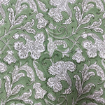 Sage Green Indian Floral Hand Block Printed Cotton Cloth Border Napkins Size 20x20"